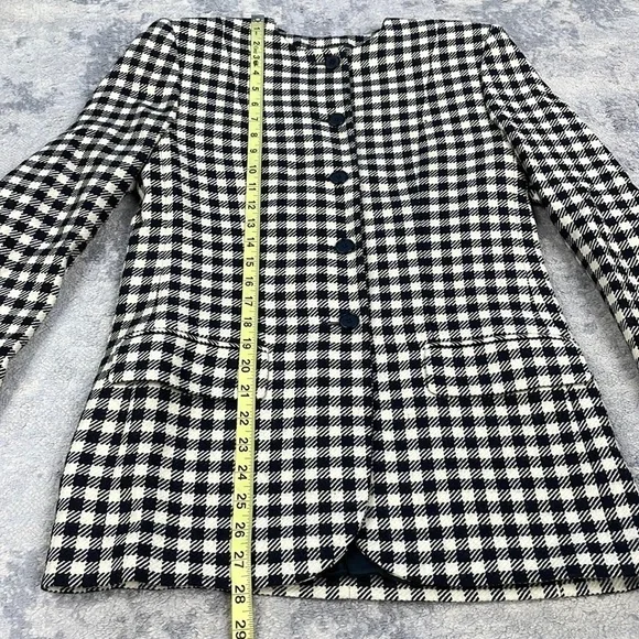 Salvatore Ferragamo Black White Checkered Plaid Blazer Mini Dress Jacket Sz 4
